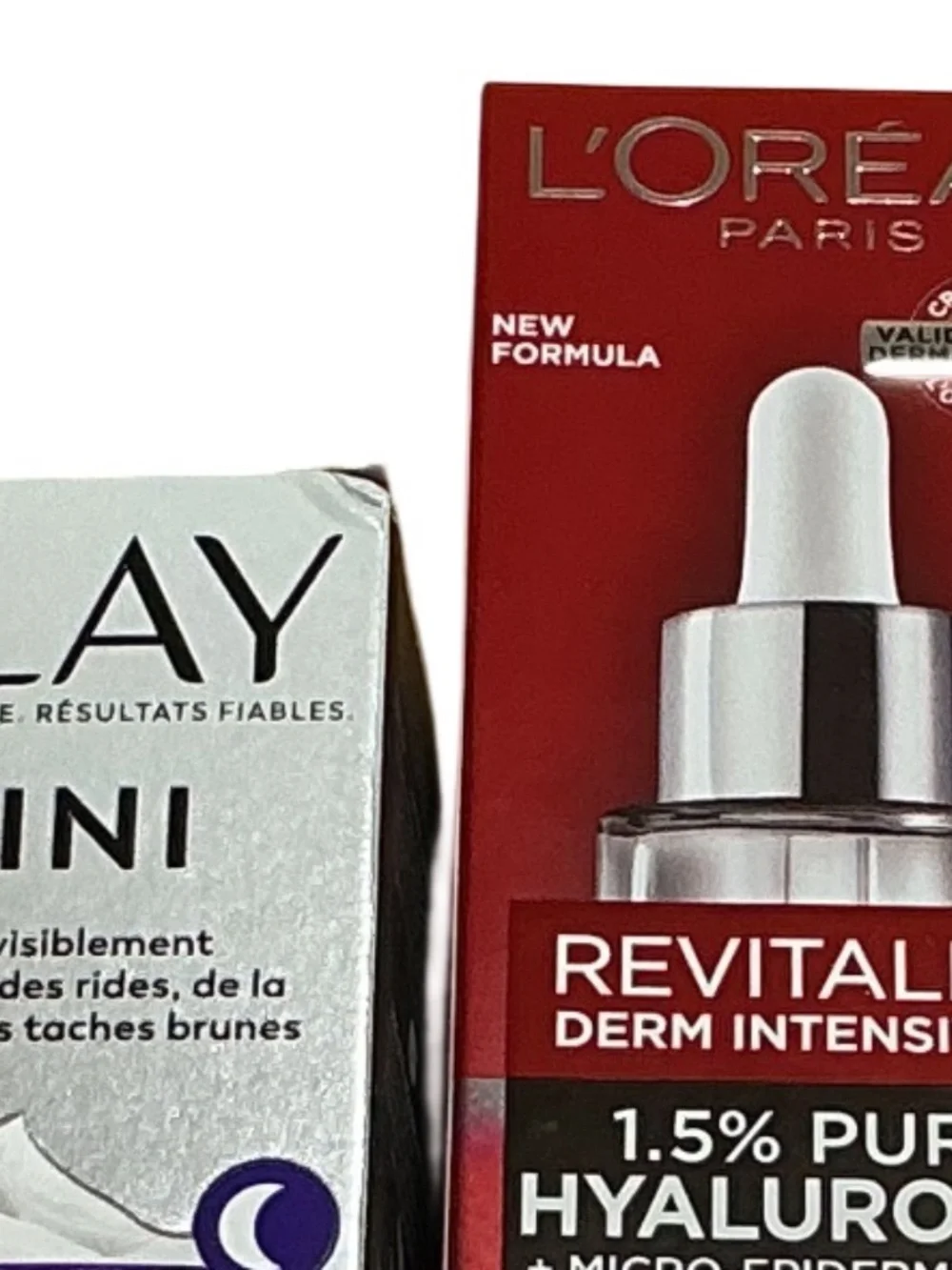 L'Oreal Revitalift Hyaluronic Plumping Serum, Olay Regenerist Retinol24 NIght